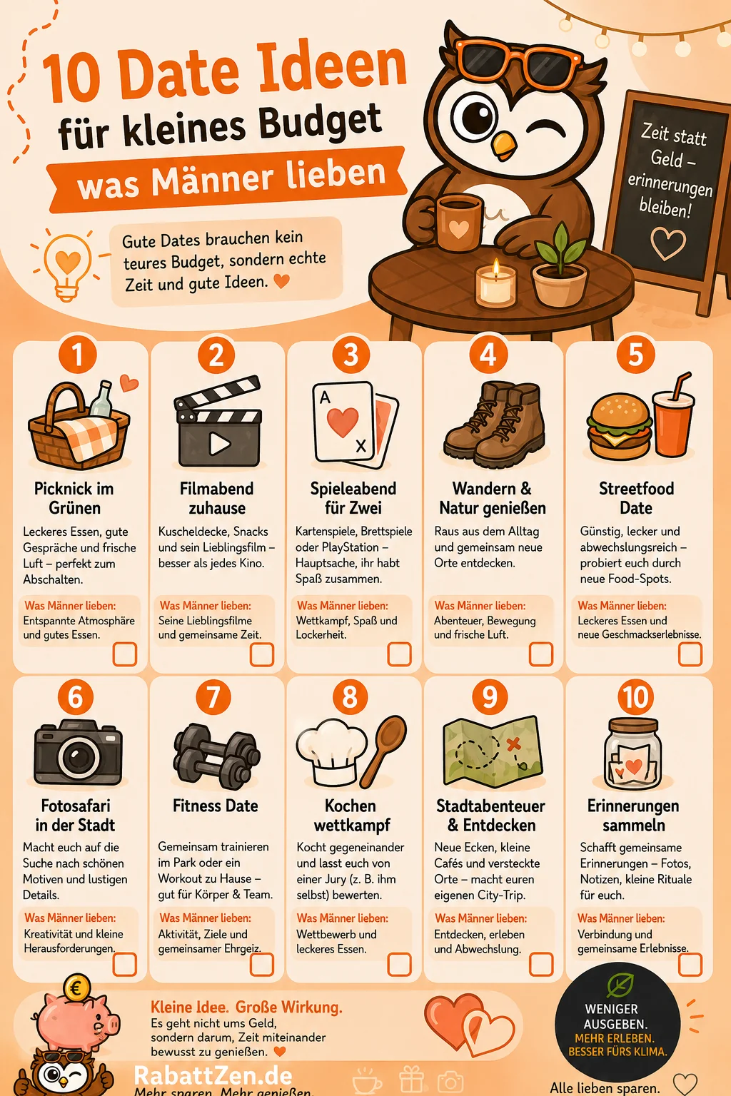 Infografik: Date Ideen was Männer lieben: 10 Ideen für perfekte Dates