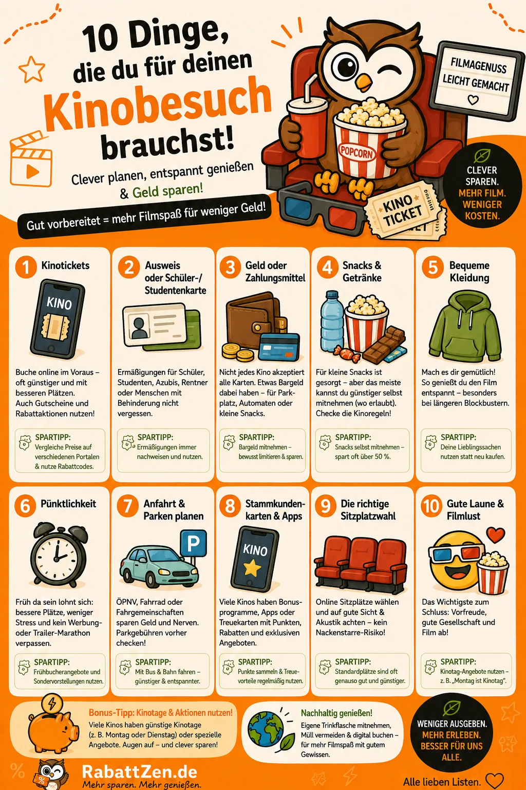 Infografik: Filmabend im Kino: 10 Tipps für günstigeren Kinobesuch