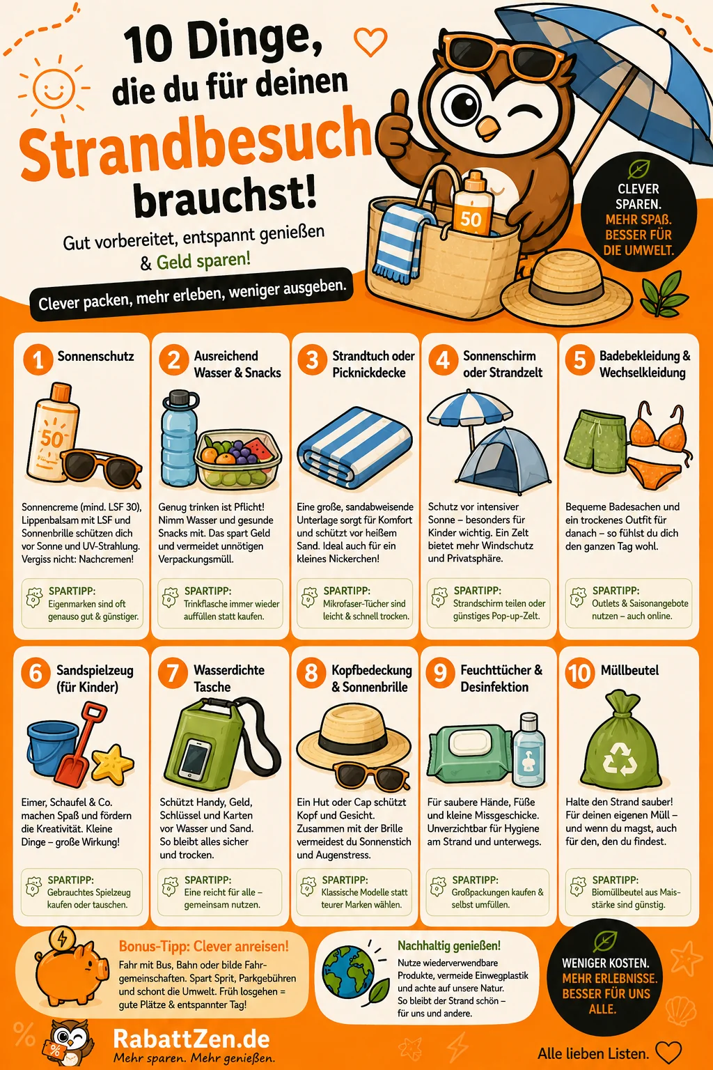 Infografik: Sommer am Strand: 10 Tipps für den perfekten Strandtag