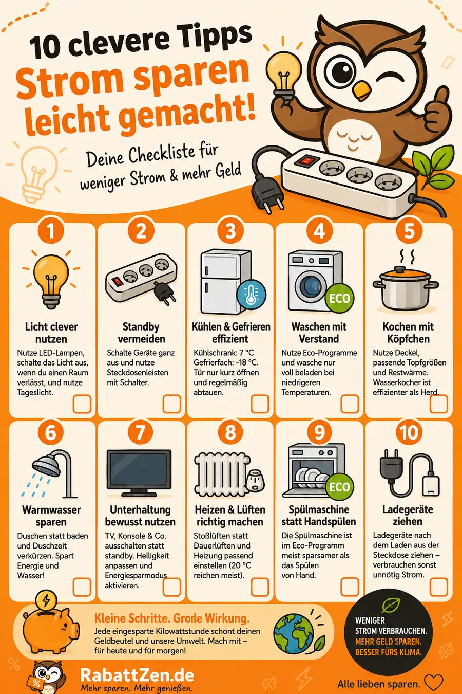Infografik: Stromkosten senken: 10 konkrete Tipps für zuhause