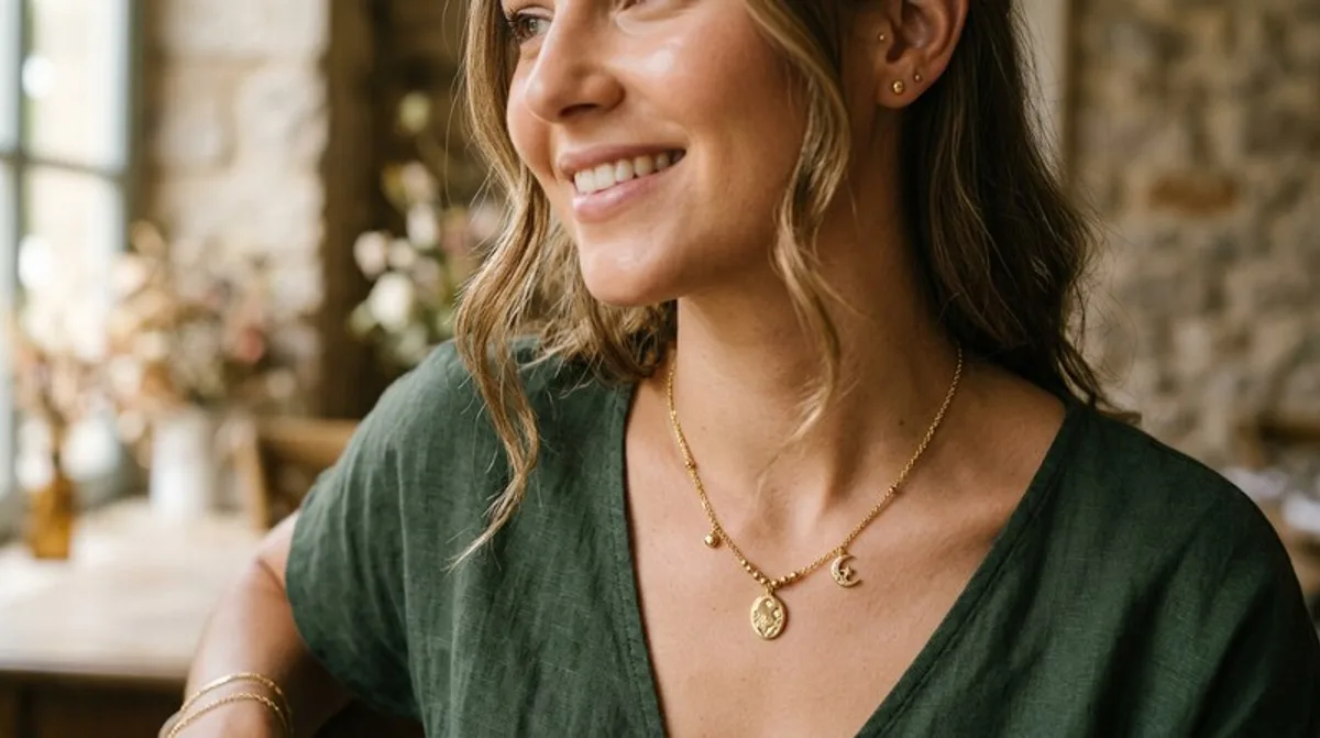 halskette, frau, gold, elegant, halskette frau, frau gold, gold elegant