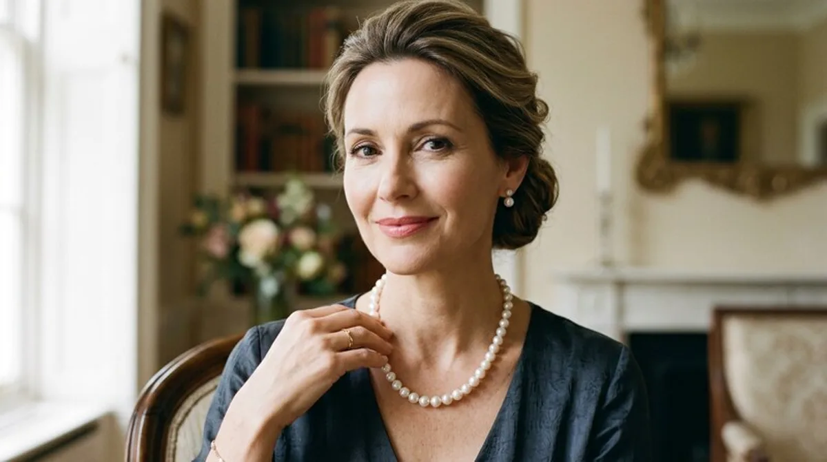 perlenkette, frau, klassisch, perlenkette frau, frau klassisch